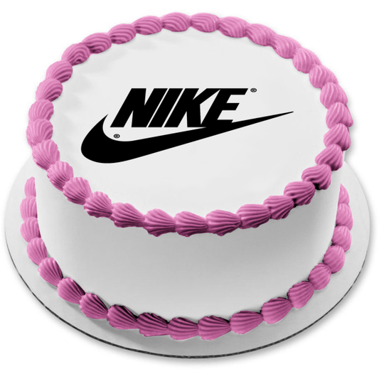 Imagen comestible para decoración de tarta con logotipo negro de Nike Swoosh ABPID11386 