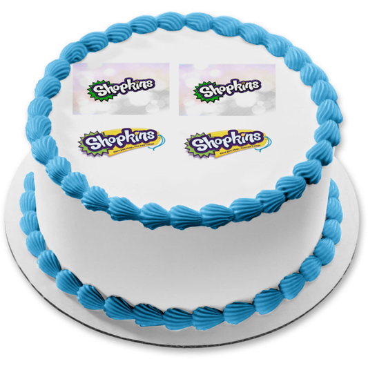 Shopkins Logos Once You Shop You Can't Stop Edible Cake Topper Image ABPID11387