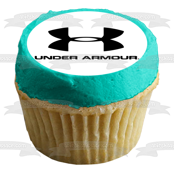 Adorno comestible para tarta con logotipo negro de Under Armour, imagen ABPID11389 