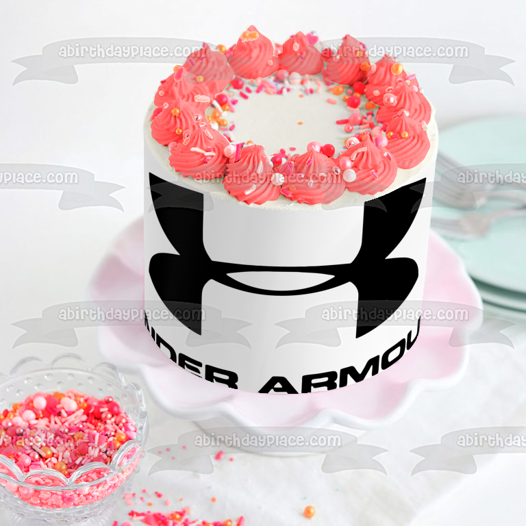 Adorno comestible para tarta con logotipo negro de Under Armour, imagen ABPID11389 