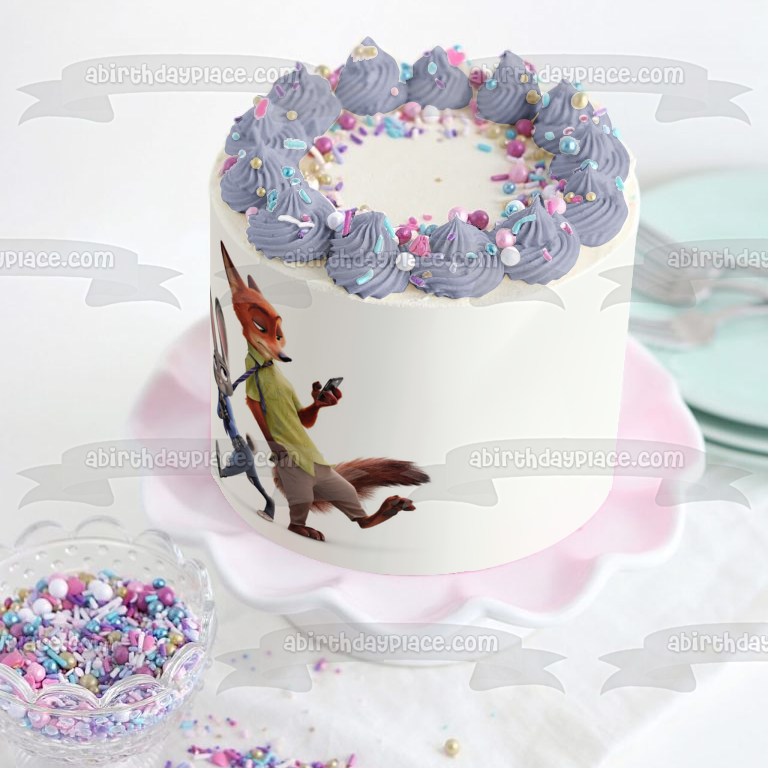 Imagen comestible para tarta de la teniente Judy Hopps de Zootopia, Nick Wilde, ABPID11263 