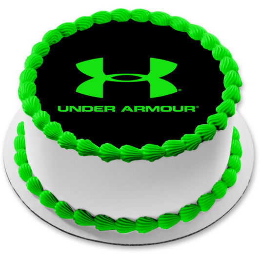 Under Armour Green Logo Black Background Edible Cake Topper Image ABPID11402