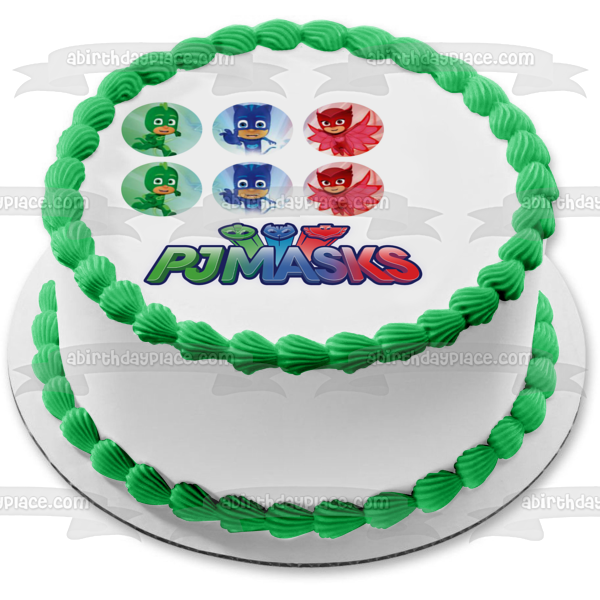 Pj Masks Logo Cat Boy Gekko Owlette Edible Cake Topper Image ABPID11406