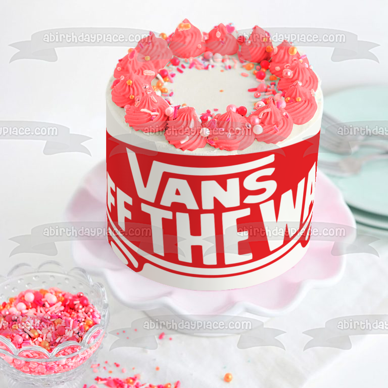 Imagen comestible para decoración de tarta con el logotipo de Vans Off the Wall ABPID11410 