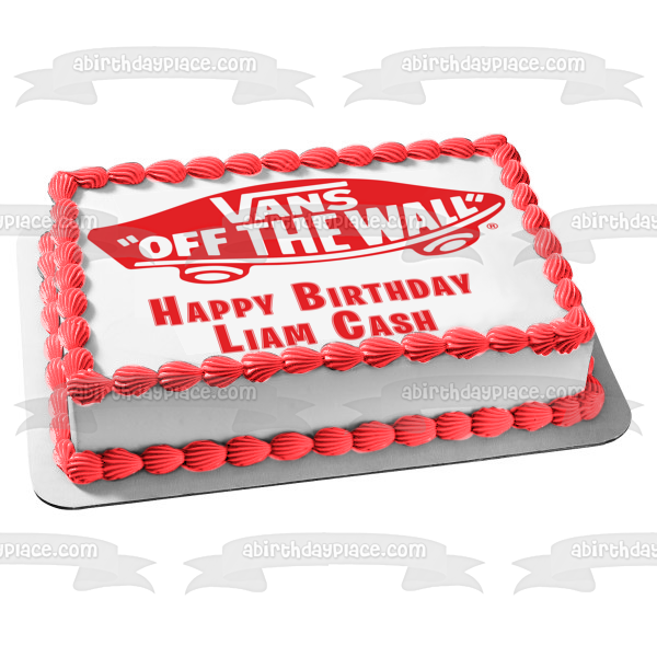 Imagen comestible para decoración de tarta con el logotipo de Vans Off the Wall ABPID11410 