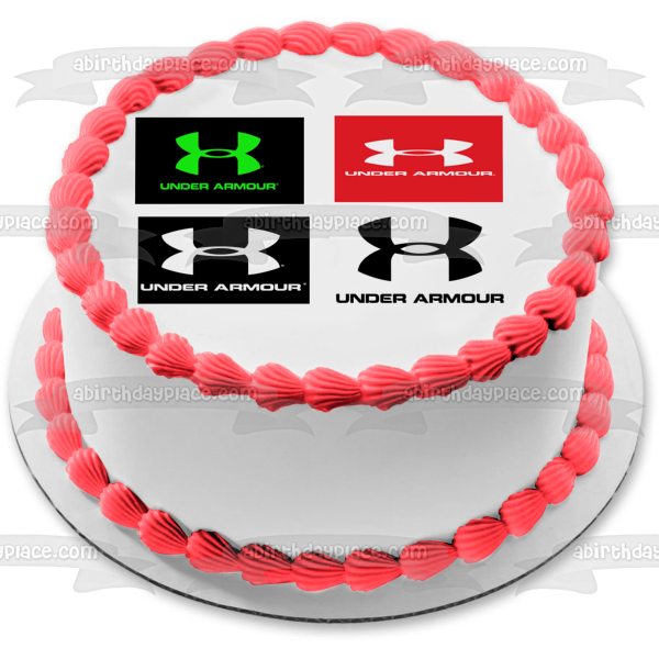 Under Armour Logos Green and Black Red and White White and Black Black and White Edible Cake Topper Image ABPID11412