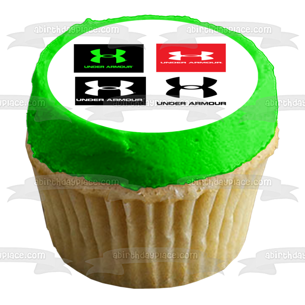 Under Armour Logos Green and Black Red and White White and Black Black and White Edible Cake Topper Image ABPID11412