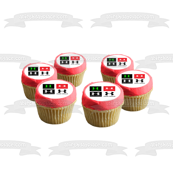 Under Armour Logos Green and Black Red and White White and Black Black and White Edible Cake Topper Image ABPID11412