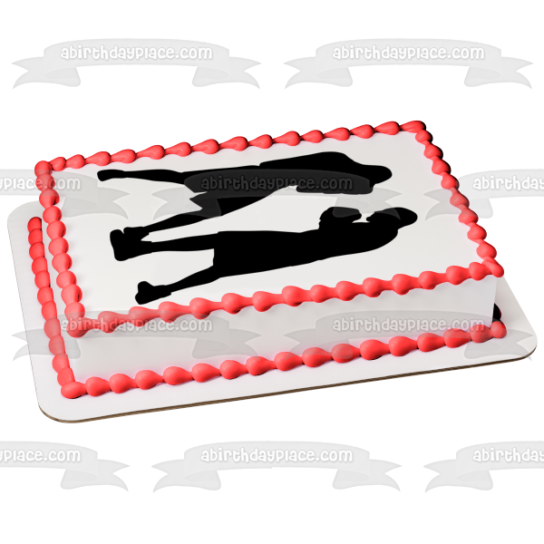 Boxing Silhouette Sport Fighting Edible Cake Topper Image