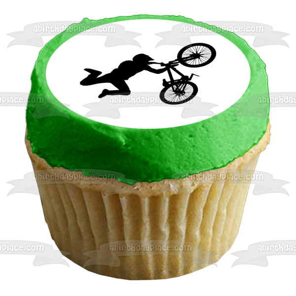 BMX Stunt Bike Silhouette Edible Cake Topper Image ABPID55606