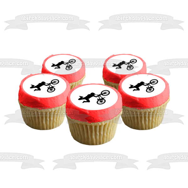 BMX Stunt Bike Silhouette Edible Cake Topper Image ABPID55606