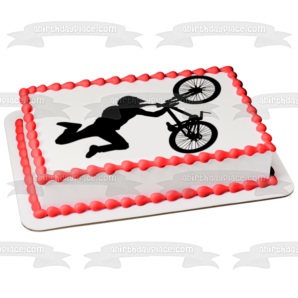 BMX Stunt Bike Silhouette Edible Cake Topper Image ABPID55606