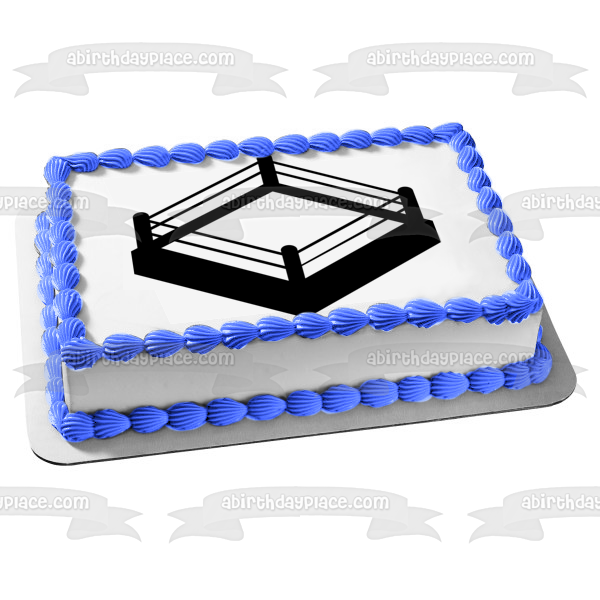 Imagen comestible para decoración de tarta con silueta de ring de lucha libre y boxeo ABPID55695 