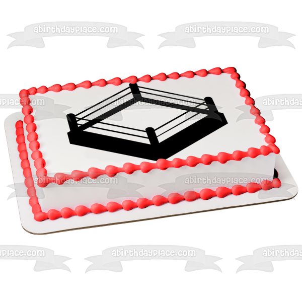 Imagen comestible para decoración de tarta con silueta de ring de lucha libre y boxeo ABPID55695 