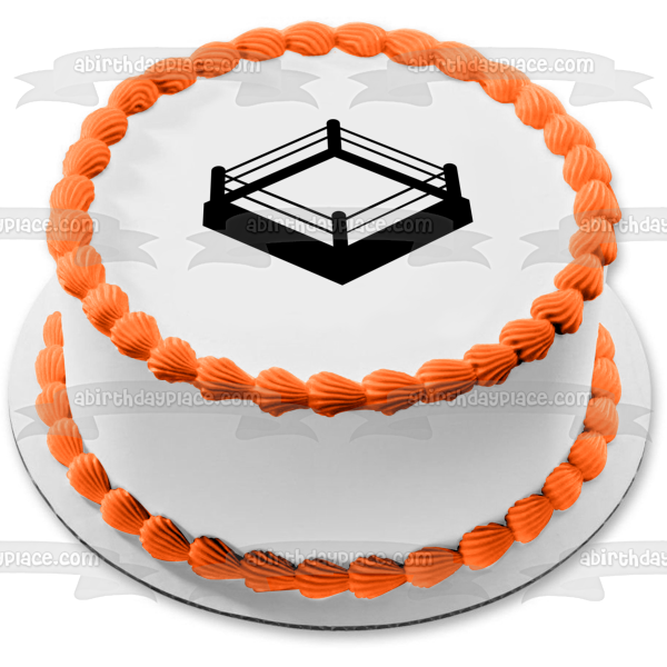 Imagen comestible para decoración de tarta con silueta de ring de lucha libre y boxeo ABPID55695 