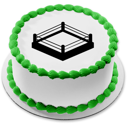 Imagen comestible para decoración de tarta con silueta de ring de lucha libre y boxeo ABPID55695 