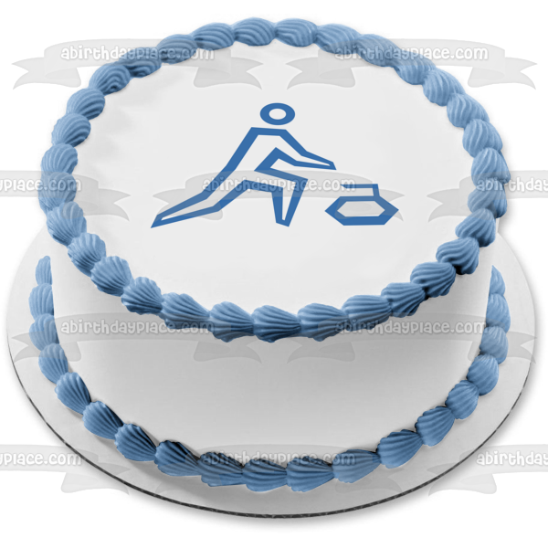 Winter Olympics Games  Curling Silhouette Edible Cake Topper Image ABPID55696