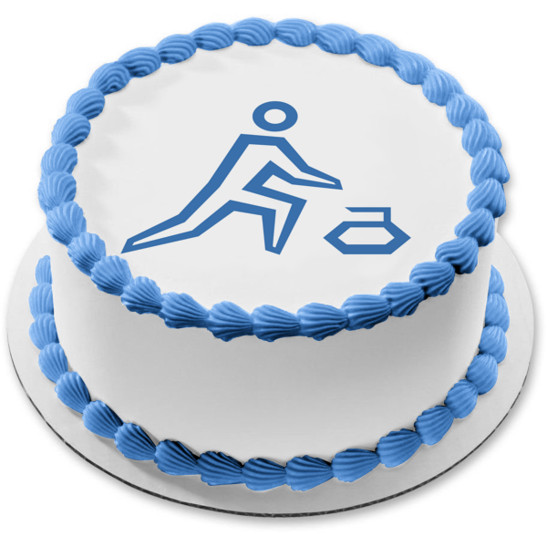 Winter Olympics Games  Curling Silhouette Edible Cake Topper Image ABPID55696