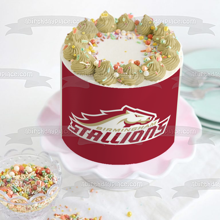 Imagen comestible para decoración de tarta con el logotipo de Birmingham Stallions ABPID55613 