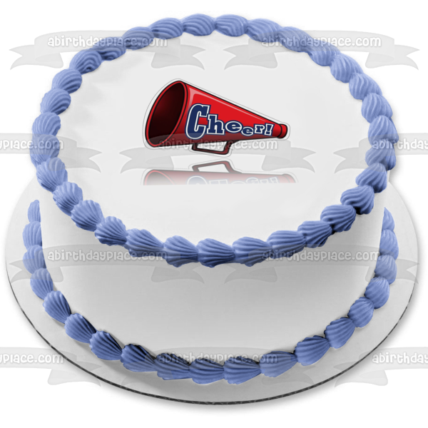 Cheerleading Megaphone Cartoon Illustration Edible Cake Topper Image ABPID55616