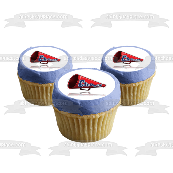 Cheerleading Megaphone Cartoon Illustration Edible Cake Topper Image ABPID55616