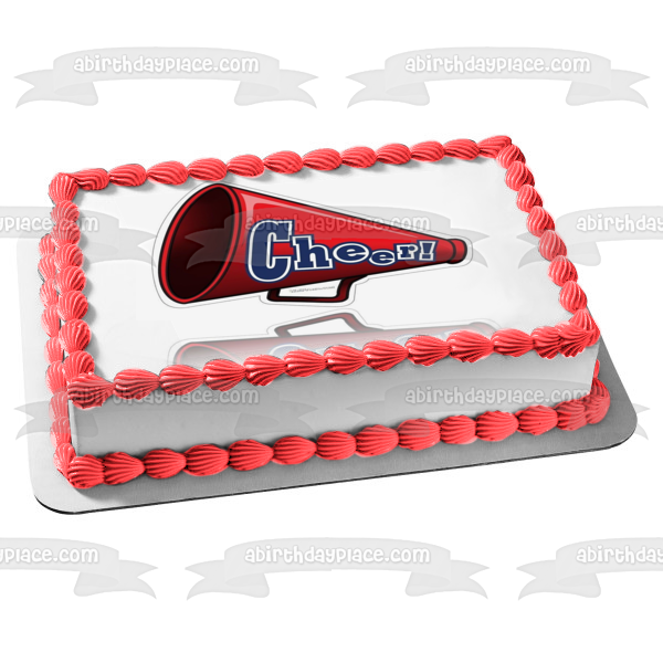 Cheerleading Megaphone Cartoon Illustration Edible Cake Topper Image ABPID55616