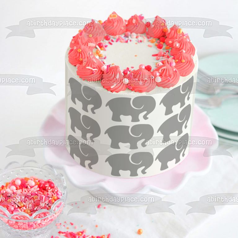 Elephants Grey Edible Cake Topper Image ABPID11425