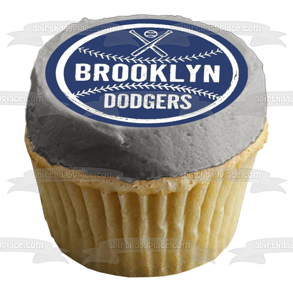 Brooklyn Dodgers Baseball Logo Edible Cake Topper Image ABPID55620