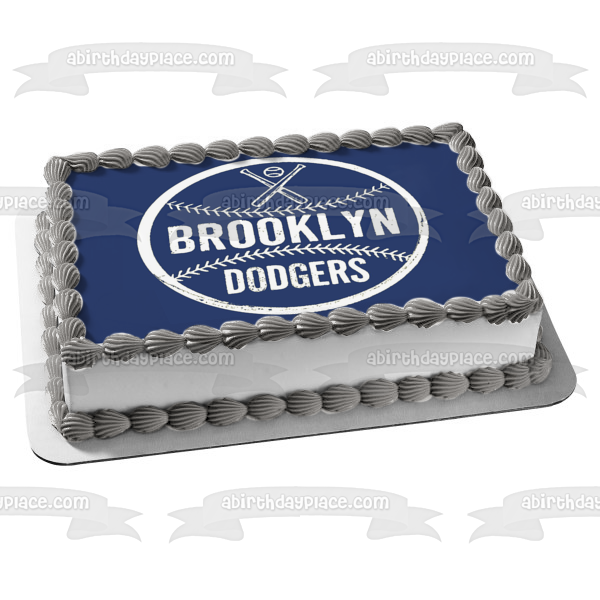 Brooklyn Dodgers Baseball Logo Edible Cake Topper Image ABPID55620
