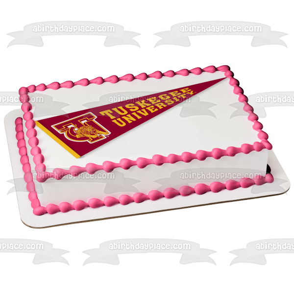 Imagen comestible para decoración de tarta con banderín con el logotipo de los Tigres Dorados de la Universidad de Tuskegee ABPID55703 