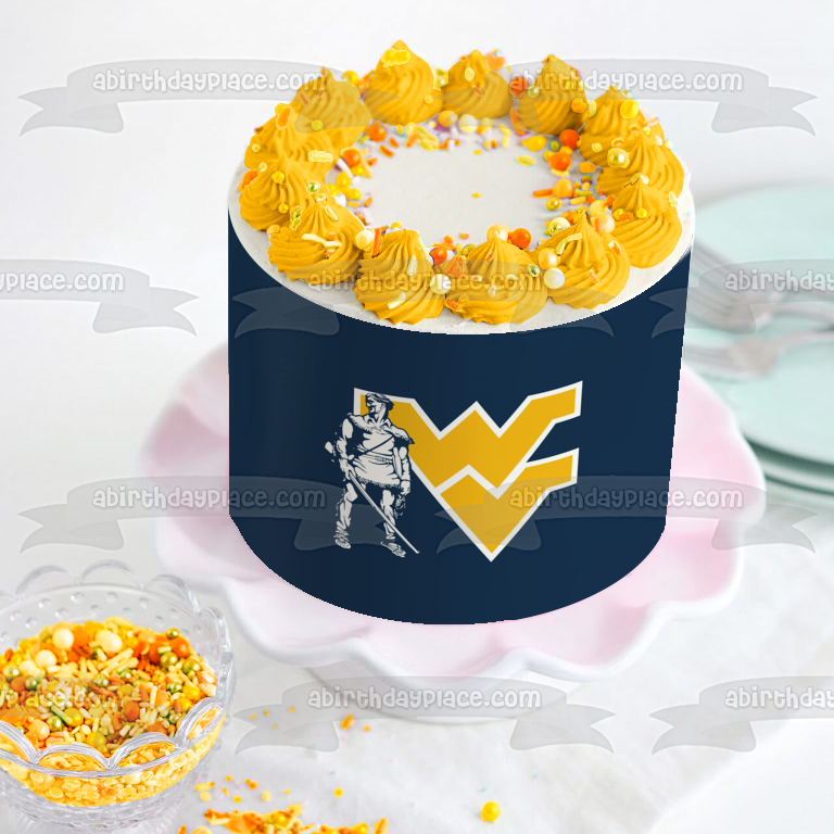 Imagen comestible para decoración de tarta con el logotipo del montañero de la Universidad de West Virginia ABPID55705 