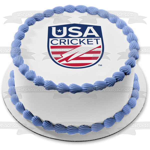 Imagen comestible para decoración de tarta con el logotipo del equipo nacional de críquet de Estados Unidos ABPID55709 