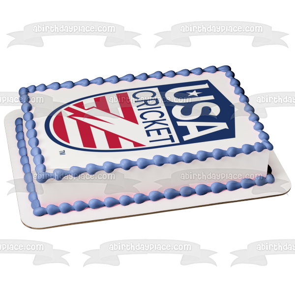 Imagen comestible para decoración de tarta con el logotipo del equipo nacional de críquet de Estados Unidos ABPID55709 