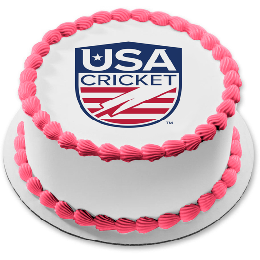 Imagen comestible para decoración de tarta con el logotipo del equipo nacional de críquet de Estados Unidos ABPID55709 