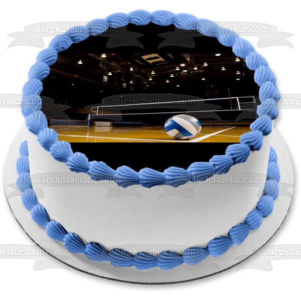 Adorno comestible para tarta con cancha y pelota de voleibol, imagen ABPID55711 