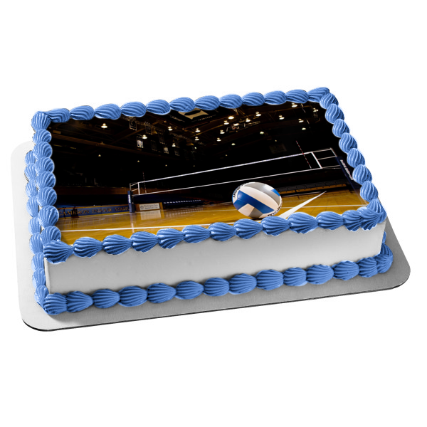 Adorno comestible para tarta con cancha y pelota de voleibol, imagen ABPID55711 