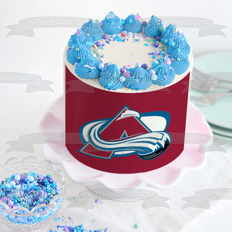 Imagen comestible para decoración de tarta con el logotipo del equipo Colorado Avalanche ABPID55630 