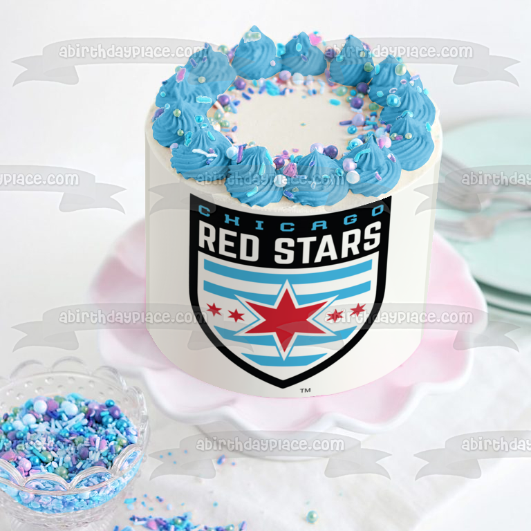 Nwsl Chicago Red Stars Soccer Club Logo Edible Cake Topper Image ABPID55631