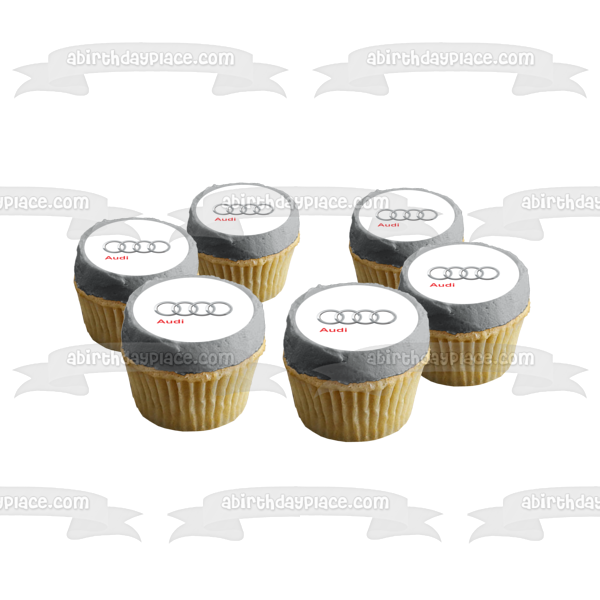 Audi Red Logo 4 Silver Circles Edible Cake Topper Image ABPID11431