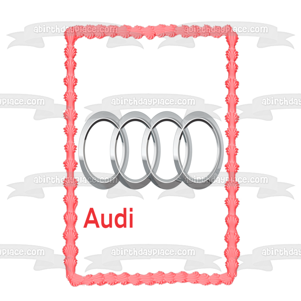 Adorno comestible para tarta con logotipo rojo de Audi, 4 círculos plateados, imagen ABPID11431 