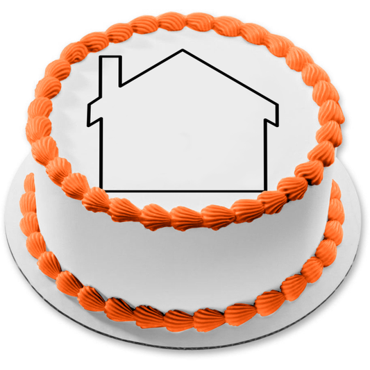 House with Chimney Silhouette Edible Cake Topper Image ABPID11685