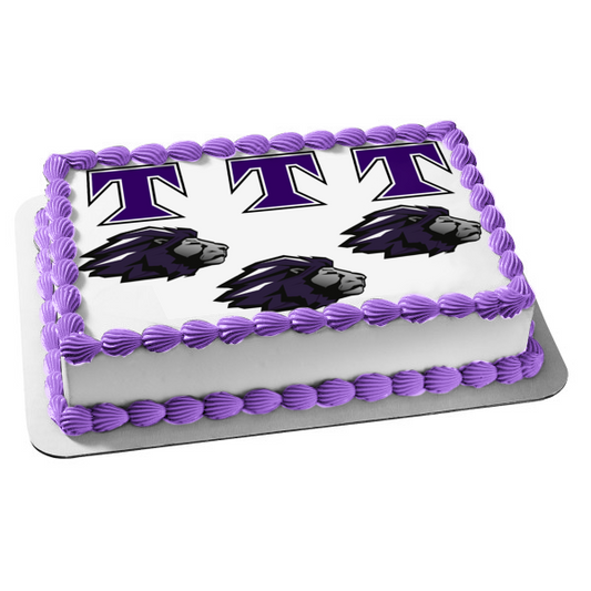 Trinity Christian School Lions Logo Purple T Logos Edible Cake Topper Image ABPID11433