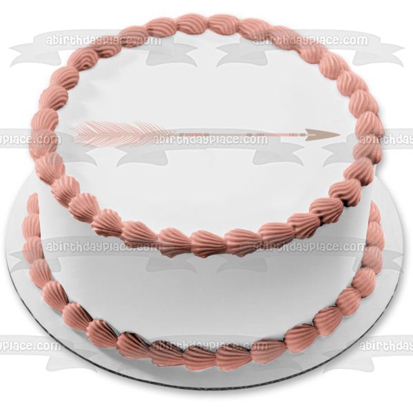 Pink Blush Tribal Arrow Feathers Edible Cake Topper Image ABPID11440