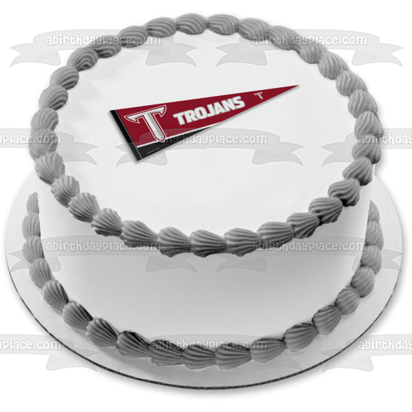 Imagen de decoración comestible para tarta con banderín deportivo con logotipo del equipo Troy University Trojans ABPID55715 