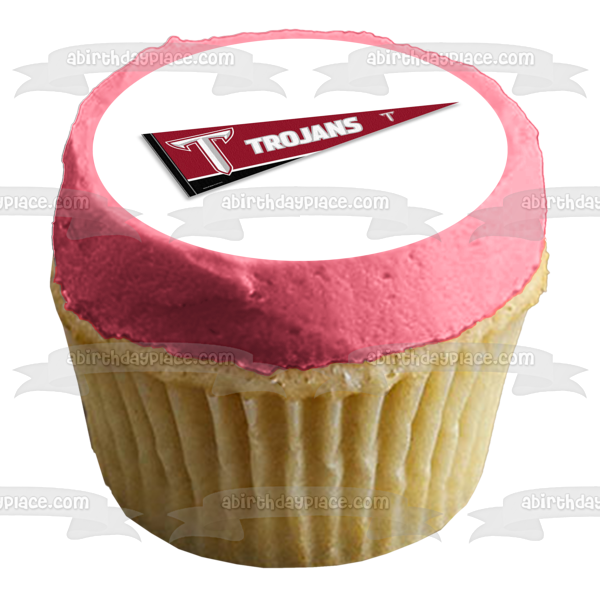 Imagen de decoración comestible para tarta con banderín deportivo con logotipo del equipo Troy University Trojans ABPID55715 