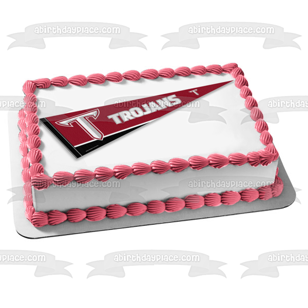 Imagen de decoración comestible para tarta con banderín deportivo con logotipo del equipo Troy University Trojans ABPID55715 