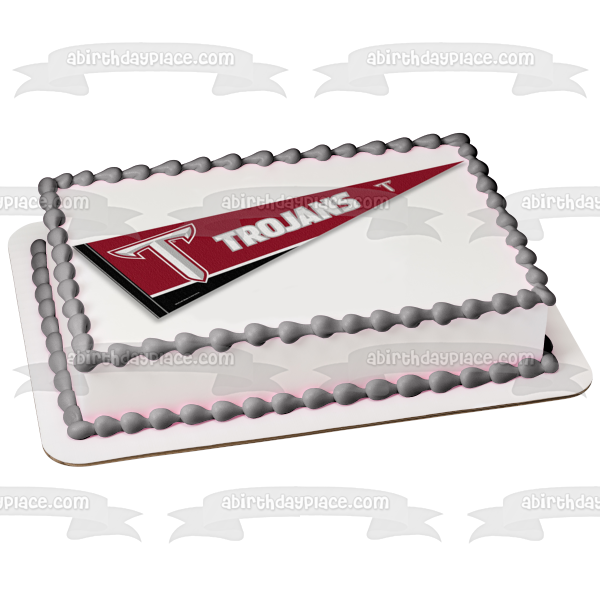 Imagen de decoración comestible para tarta con banderín deportivo con logotipo del equipo Troy University Trojans ABPID55715 