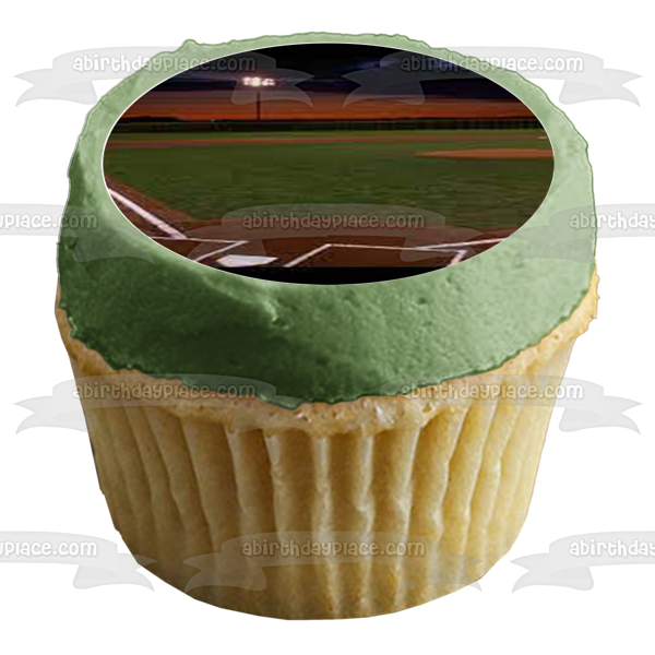 Baseball Field Sunset Home Plate Edible Cupcake Topper Images ABPID55717