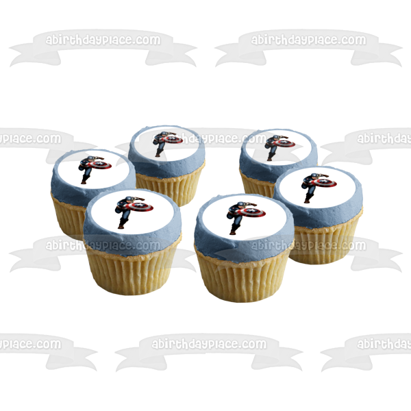 Marvel Captain America Holding Sheild Edible Cake Topper Image ABPID11690