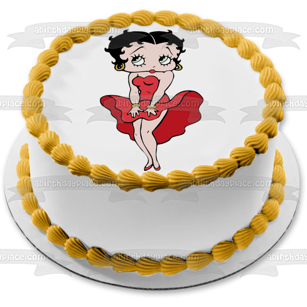 Betty Boop Holding Dress Down Edible Cake Topper Image ABPID11695